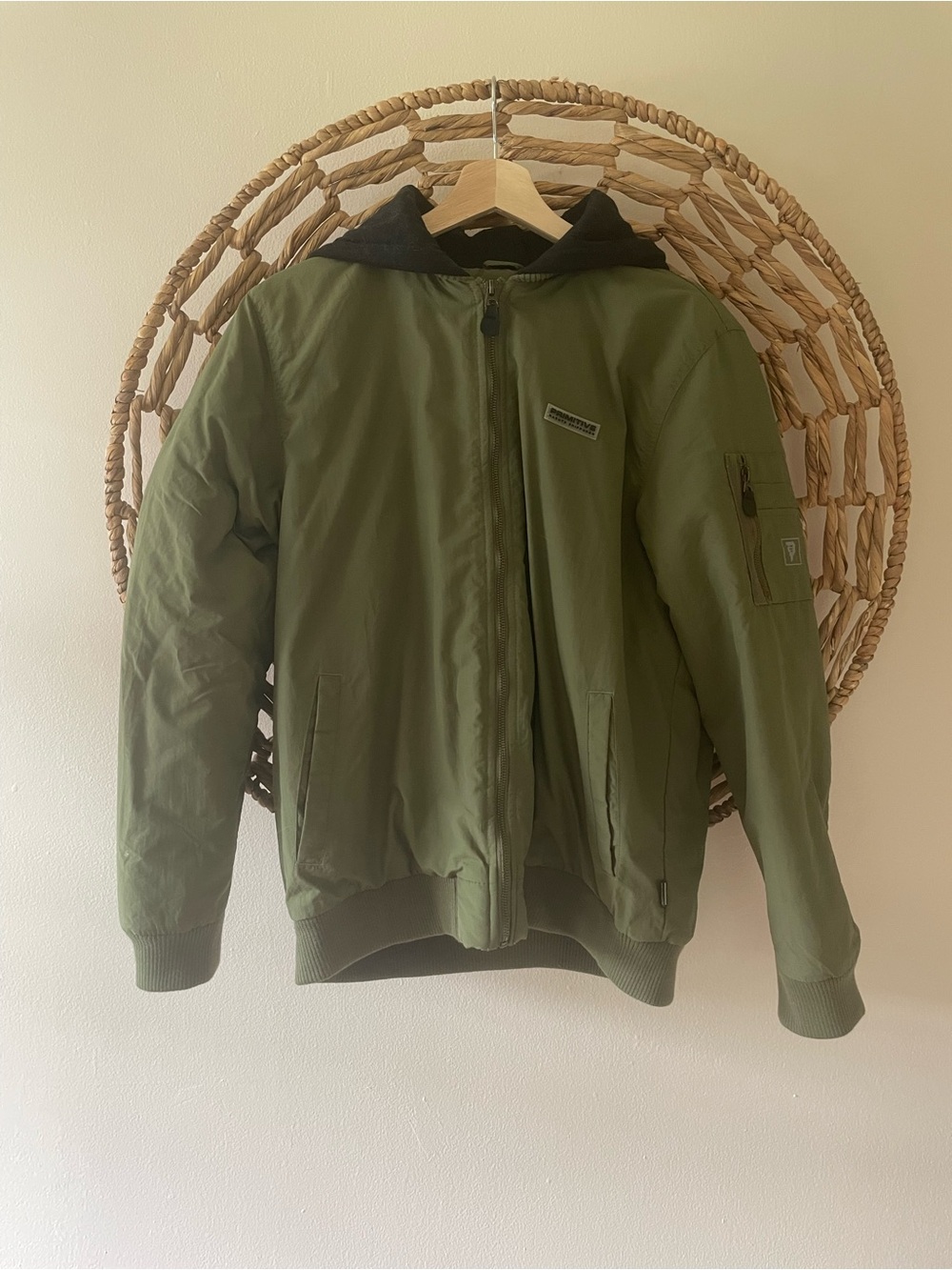 Primitive Naruto Olive Green Bomber Jacket with Black Hood